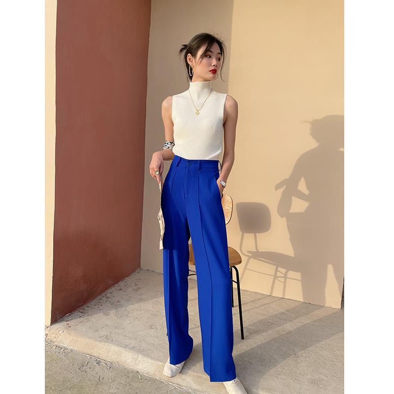 بنطلون واسع الساقين أبيض للنساء بتصميم خصر عالي وتصميم داجي نيش مخصص بنسخة ضيقة بنطلونات بدلة فضفاضة مستقيمة - Image 5