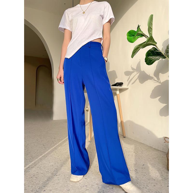 بنطلون واسع الساقين أبيض للنساء بتصميم خصر عالي وتصميم داجي نيش مخصص بنسخة ضيقة بنطلونات بدلة فضفاضة مستقيمة - Image 4