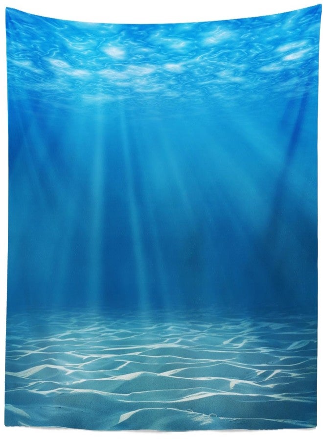 Loccor Underwater World Tapestry Deep Blue Ocean Sunlight Gravelly Bottom Scene Wall Hanging Summer Tropical Ocean Tapestry Wall Hanging for Bedroom Living Room Wall Art Decor 60''x40'' - Image 1