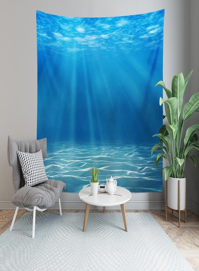 Loccor Underwater World Tapestry Deep Blue Ocean Sunlight Gravelly Bottom Scene Wall Hanging Summer Tropical Ocean Tapestry Wall Hanging for Bedroom Living Room Wall Art Decor 60''x40'' - Image 5
