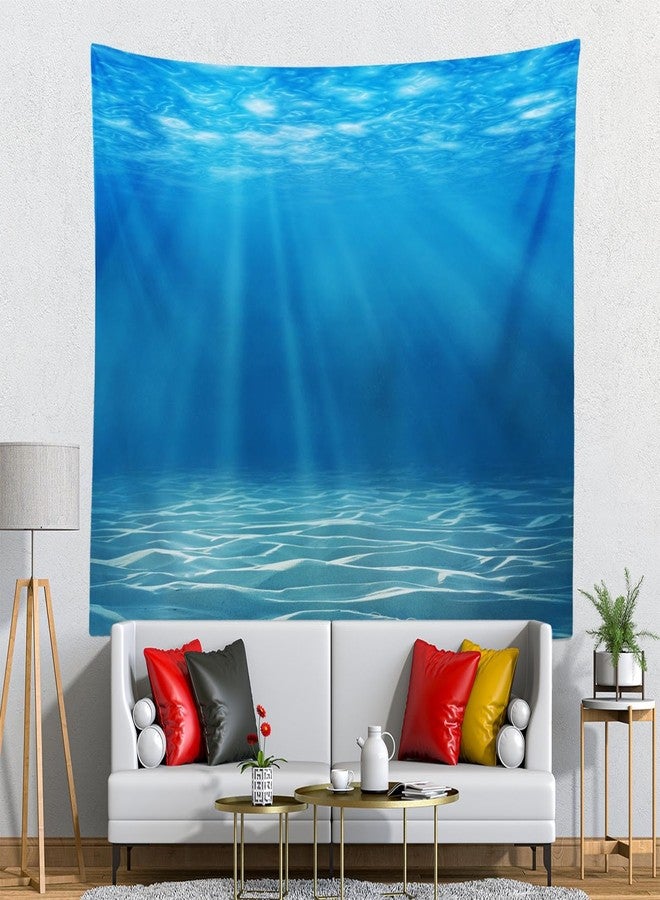 Loccor Underwater World Tapestry Deep Blue Ocean Sunlight Gravelly Bottom Scene Wall Hanging Summer Tropical Ocean Tapestry Wall Hanging for Bedroom Living Room Wall Art Decor 60''x40'' - Image 4