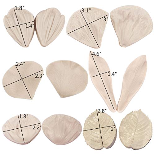 kulepin 12set Gum Paste Flower Tools Kit- Flower Silicone Veining Mold and Stainless Steel Cutter Fondant Paste Cookie Sugarcraft Making tools for Wedding,Birthday Cake Decorating - Image 5