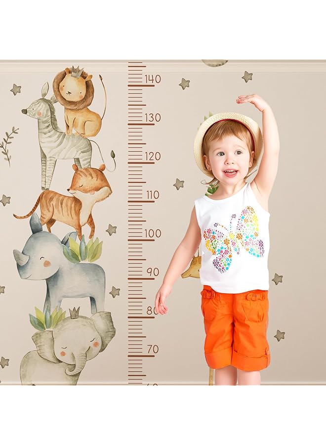 إيروريكس ملصق حائط ذاتي اللصق على شكل مخطط نمو الطول والكرتون للأطفال، ملصق حائط على شكل حيوانات الغابة، قابل للتقشير واللصق، ديكور فني للحائط على شكل سحب بيضاء للشمس لغرفة نوم الأطفال وغرفة المعيشة، مقاس 50 إلى 150 سم - Image 5