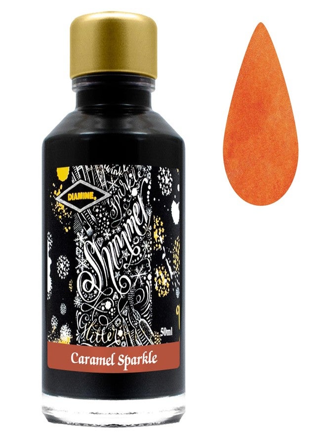 Diamine Fountain Pen Bottled Ink, 50ml - Shimmering Caramel Sparkle - Image 1