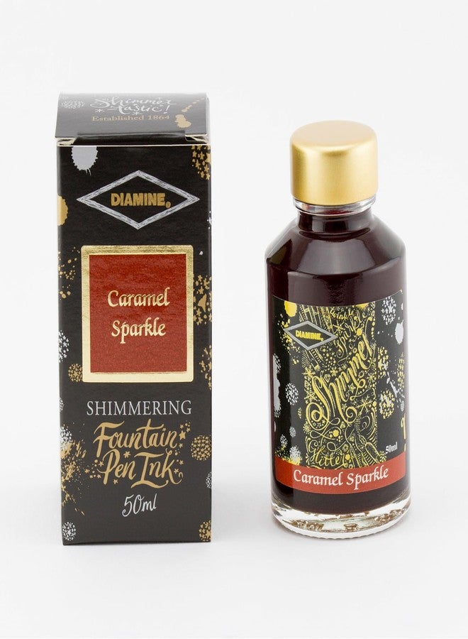 Diamine Fountain Pen Bottled Ink, 50ml - Shimmering Caramel Sparkle - Image 3