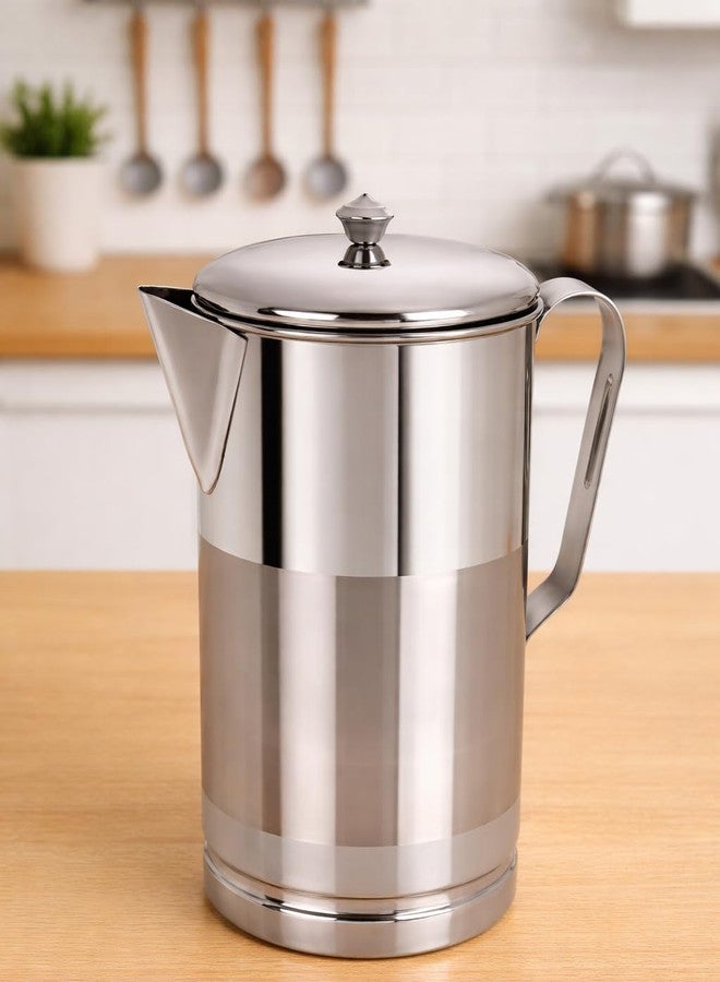 VISAXMI Stainless Steel Water Jug (2 Litre) | Water & Juice Serving Jug with Lid & Handle | Drinking Water Jug for Home, Kitchen & Dining Table | Steel Water Pitcher - Image 1