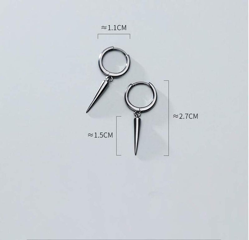 Dtja Minimalist Spike Dangle Drop Hoop Earrings for Women Girls 925 Sterling Silver Charms Hoops Cuff Cartilage Stud Tragus Helix Wrap Geometric Hypoallergenic Fashion Personalized Punk - Image 3