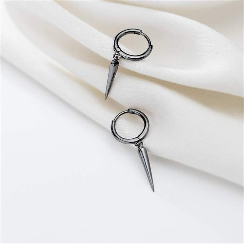 Dtja Minimalist Spike Dangle Drop Hoop Earrings for Women Girls 925 Sterling Silver Charms Hoops Cuff Cartilage Stud Tragus Helix Wrap Geometric Hypoallergenic Fashion Personalized Punk - Image 4
