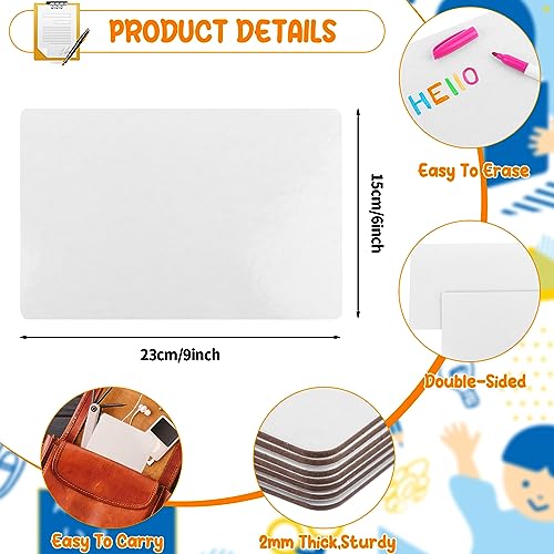RUIYELE Set of 50 Small White Board Dry Erase Boards Classroom Pack Mini White Boards 9" x6” Double Sided Personal Whiteboards for Students Teachers School Office Supplies Lapboards - Image 3