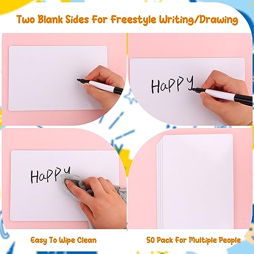 RUIYELE Set of 50 Small White Board Dry Erase Boards Classroom Pack Mini White Boards 9" x6” Double Sided Personal Whiteboards for Students Teachers School Office Supplies Lapboards - Image 4
