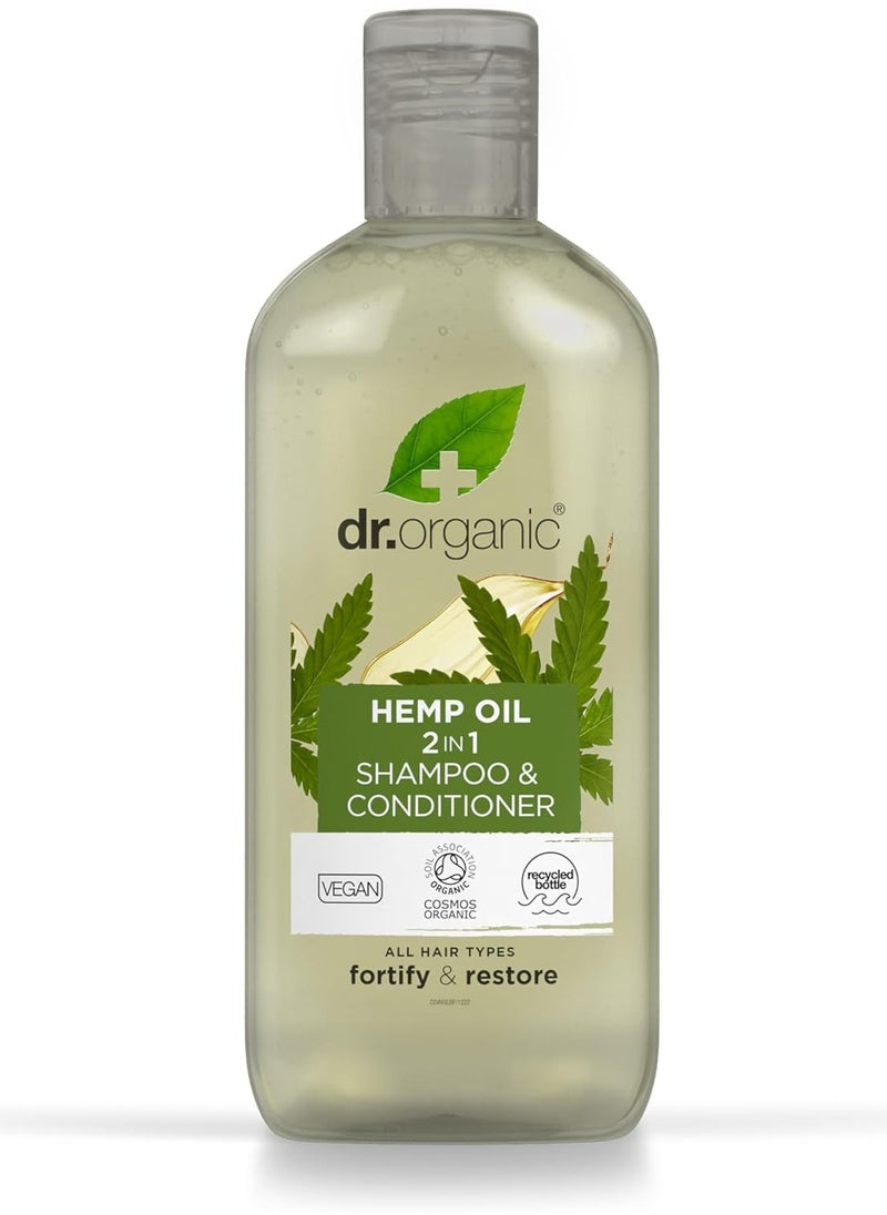 dr.organic DR ORGANIC Hemp Oil 2 in 1 Shampoo & Conditioner for Fine Hair, For Men & Women, Natural, Vegan, Cruelty-Free, Paraben & SLS-Free, Certified Organic, 265ml  - Image 1