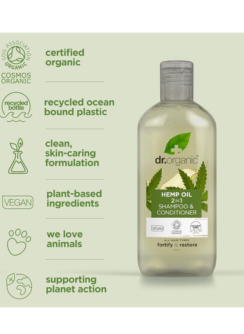 dr.organic DR ORGANIC Hemp Oil 2 in 1 Shampoo & Conditioner for Fine Hair, For Men & Women, Natural, Vegan, Cruelty-Free, Paraben & SLS-Free, Certified Organic, 265ml  - Image 2