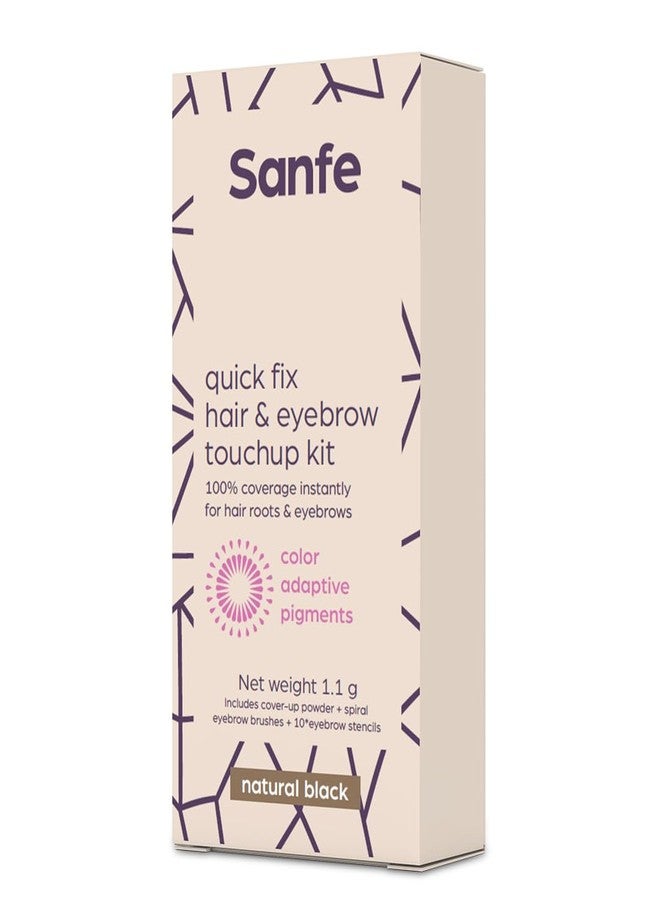 سانفي مجموعة سانفي كويك فيكس لتغطية الشعر والحواجب باللون الأسود | تساعد على تغطية الشيب وفراغات الشعر فورًا، غنية بالأصباغ، تمنح الشعر كثافةً وامتلاءً، تدوم طويلًا، بلمسة نهائية مطفية، بودرة ناعمة لتطبيق مثالي - Image 2