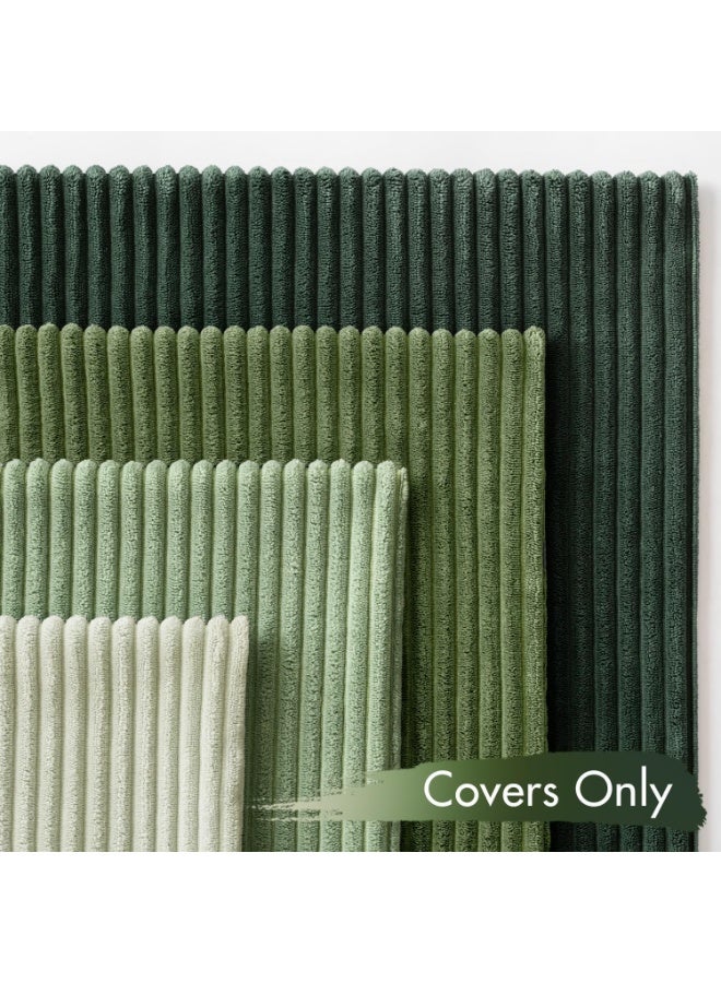 Beauenty Corduroy Cushion Covers, Soft, Decorative Sofa Cushion Covers, Square, Decorative, Striped, for Living Room, Pack of 4, 45 x 45 cm, Forest Green Series - Image 2