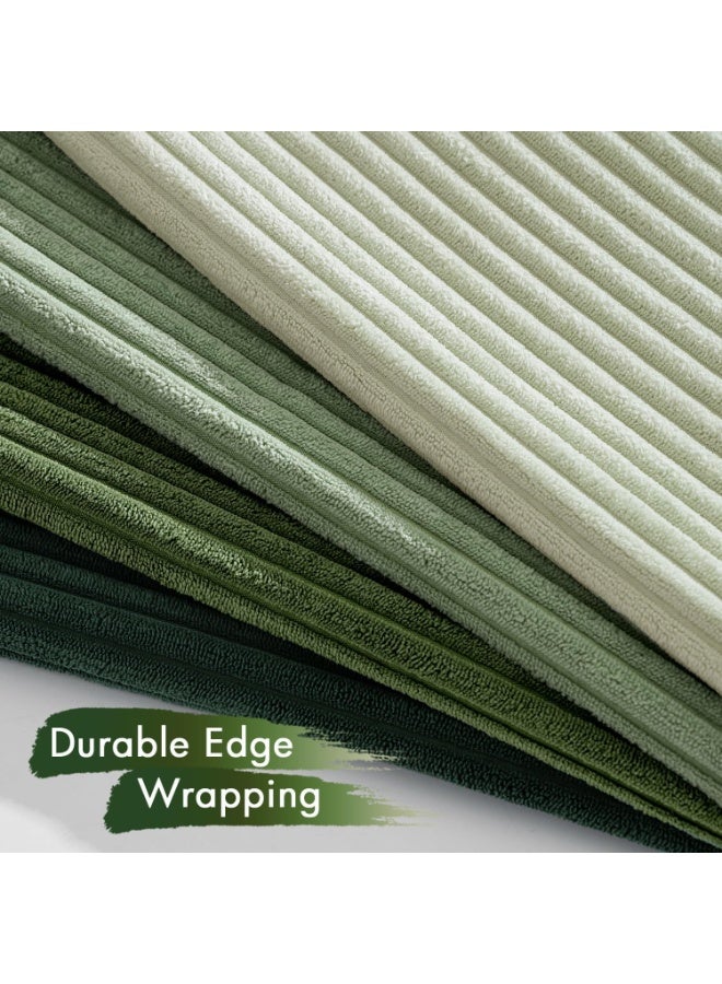 Beauenty Corduroy Cushion Covers, Soft, Decorative Sofa Cushion Covers, Square, Decorative, Striped, for Living Room, Pack of 4, 45 x 45 cm, Forest Green Series - Image 4