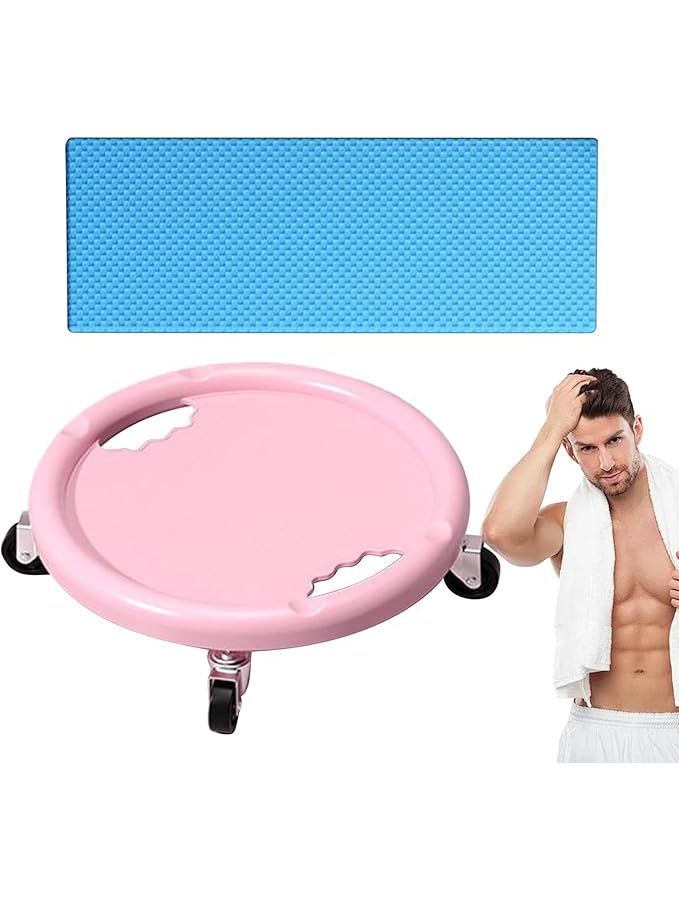 Abdominal Wheel Board PVC Core Board 28x28x8cm 360 Degree Rotating Exercise Equipment Non Slip Fitness Roller Slider Discs Workout Trainer Pink - Image 1