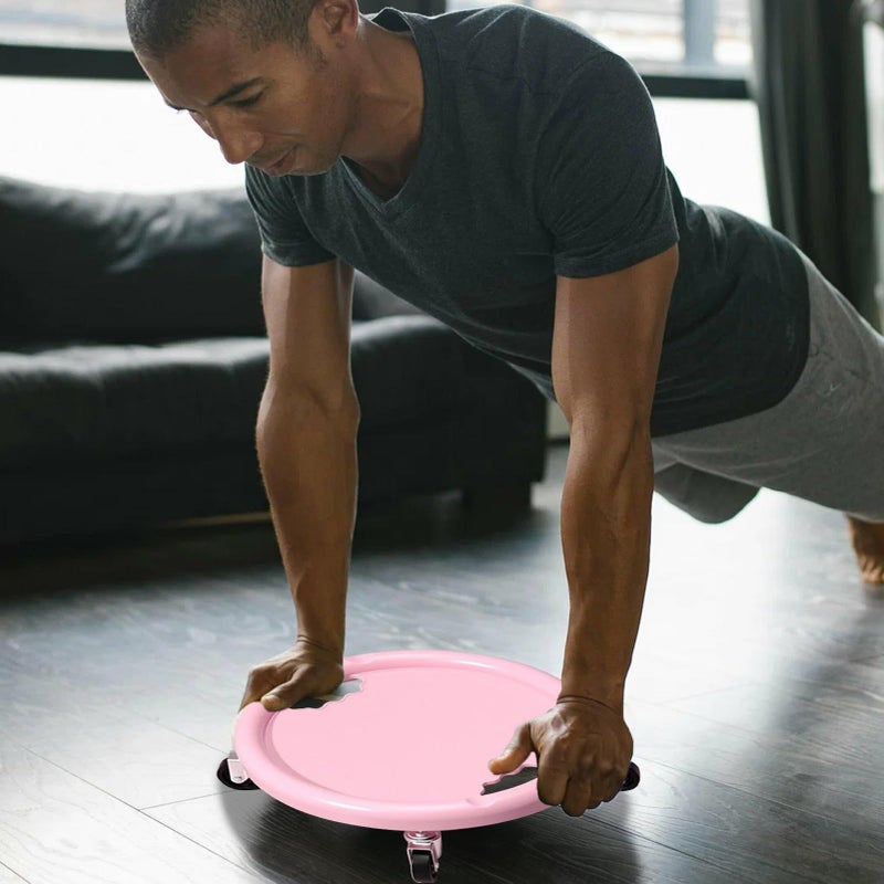 Abdominal Wheel Board PVC Core Board 28x28x8cm 360 Degree Rotating Exercise Equipment Non Slip Fitness Roller Slider Discs Workout Trainer Pink - Image 5