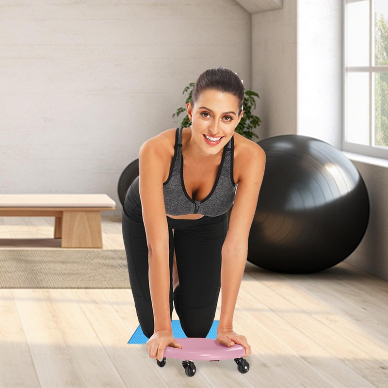 Abdominal Wheel Board PVC Core Board 28x28x8cm 360 Degree Rotating Exercise Equipment Non Slip Fitness Roller Slider Discs Workout Trainer Pink - Image 4