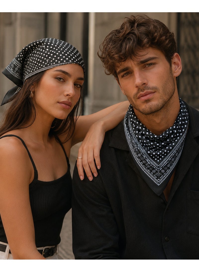 Bandana, Multipurpose Head Scarf, Neck Wrap, Face Cover, Handkerchief, Unisex, Black - Image 1