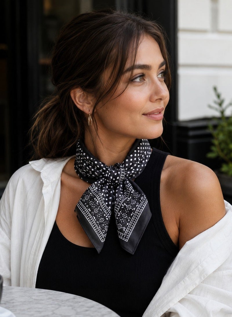 Bandana, Multipurpose Head Scarf, Neck Wrap, Face Cover, Handkerchief, Unisex, Black - Image 2