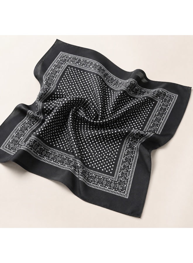 Bandana, Multipurpose Head Scarf, Neck Wrap, Face Cover, Handkerchief, Unisex, Black - Image 5