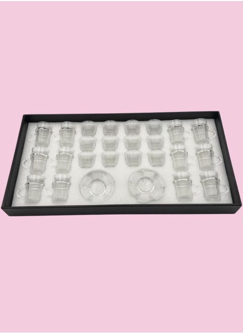 A set of Tea Cups and Coffee Cups and Saucers with a Modern and Elegant Design, 36 Pieces