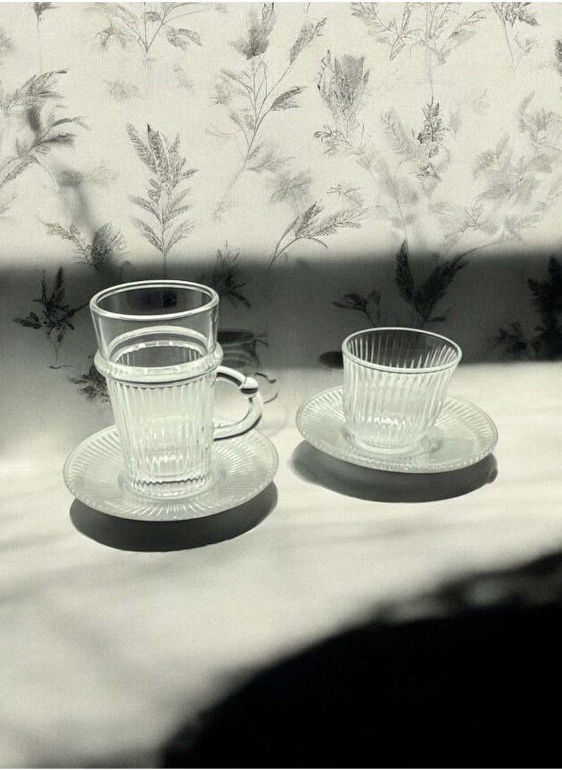 Qahwa A set of Tea Cups and Coffee Cups and Saucers with a Modern and Elegant Design, 36 Pieces  - Image 2