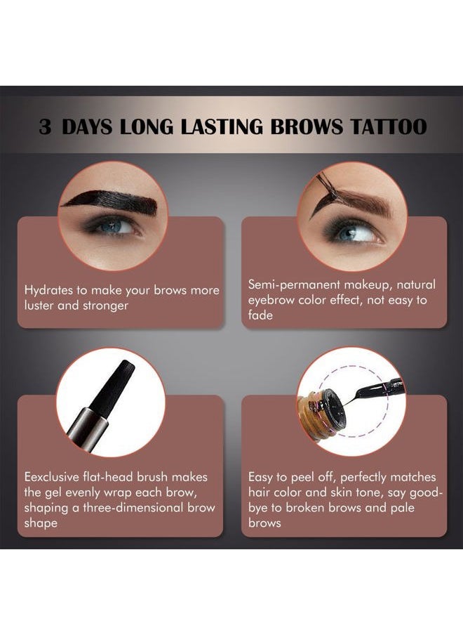 LSxia 2 Pcs Peel Off Eyebrow Gel Set, Natural Color Eye Gel Long-Lasting Waterproof Brow Tattoo, Easy Peel Off Brow Makeup - Up To 3 Days (Brown)  - Image 4