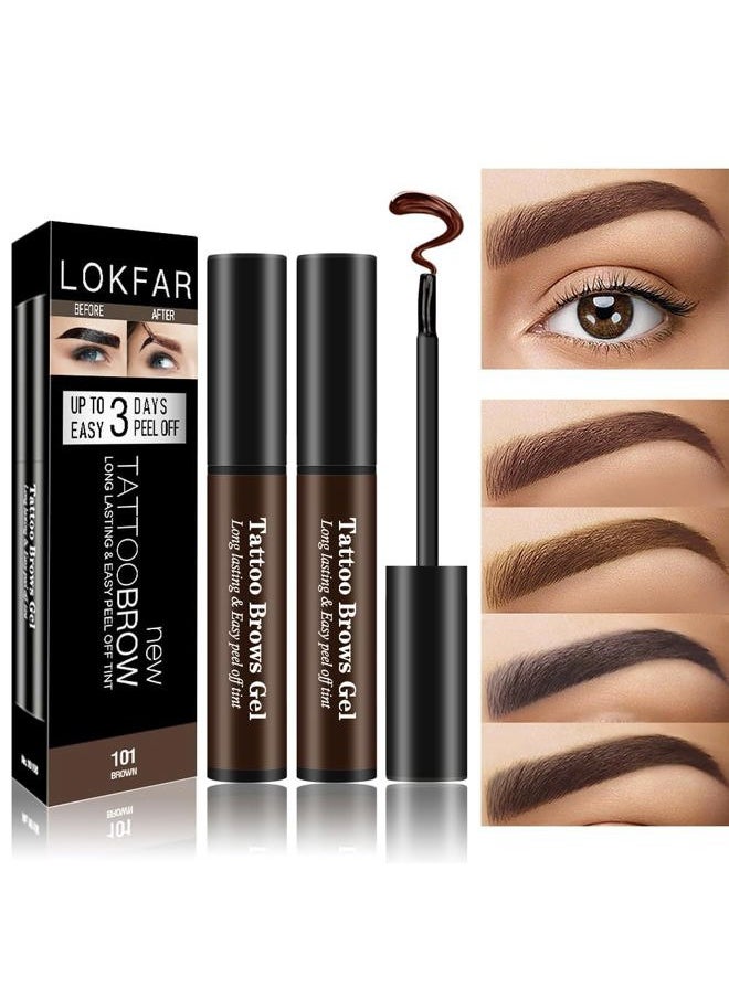 LSxia 2 Pcs Peel Off Eyebrow Gel Set, Natural Color Eye Gel Long-Lasting Waterproof Brow Tattoo, Easy Peel Off Brow Makeup - Up To 3 Days (Brown)  - Image 1