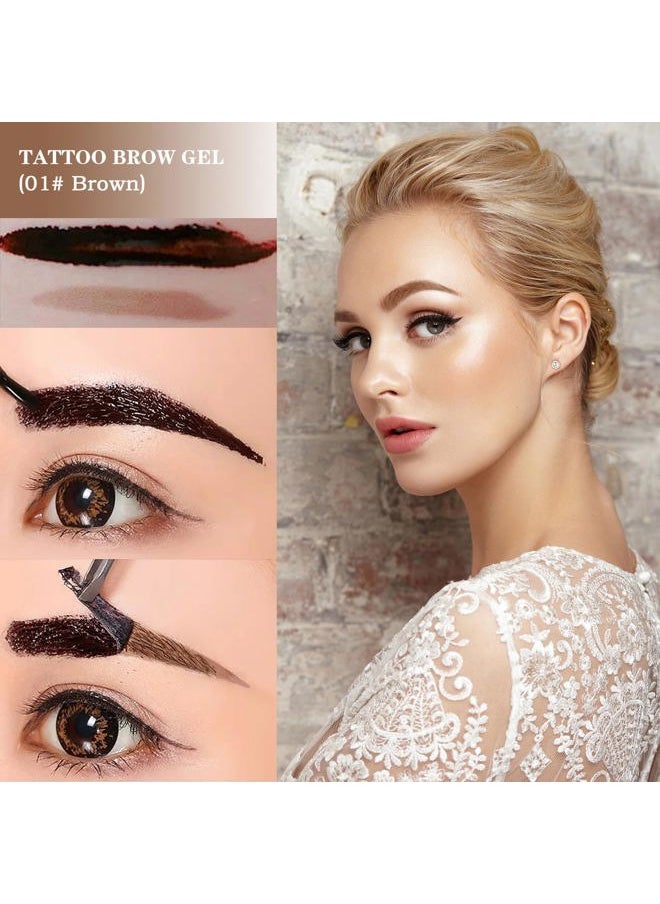LSxia 2 Pcs Peel Off Eyebrow Gel Set, Natural Color Eye Gel Long-Lasting Waterproof Brow Tattoo, Easy Peel Off Brow Makeup - Up To 3 Days (Brown)  - Image 3