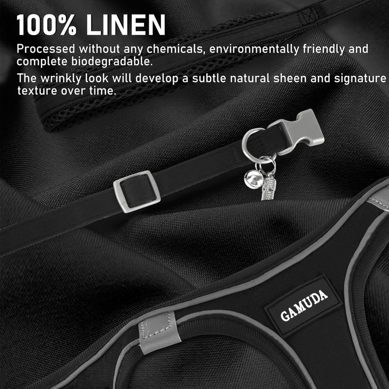 GAMUDA Small Pet Harness Collar and Leash Set, Step in No Chock No Pull Linen Fabric Soft Mesh Dog Vest Harnesses Reflective for Dogs Puppy Cats Kitten Rabbit (Green, S) - Image 2