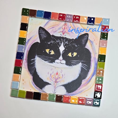 Linpeng Ceramic Mosaic Tiles for Crafts Bulk, Small Square Porcelain Tiles Embellishment, Gift for Dollhouse Maker, 9.5x9.5mm, 300 pcs - Image 2