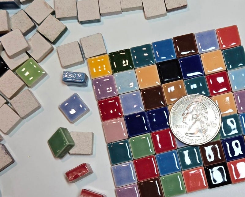Linpeng Ceramic Mosaic Tiles for Crafts Bulk, Small Square Porcelain Tiles Embellishment, Gift for Dollhouse Maker, 9.5x9.5mm, 300 pcs - Image 5