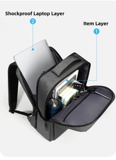 T I G O 15.6'' Laptop Backpack Travel Notebook Computer Backpack Men Women Water Resistant Business Laptop Bag With USB Charging Port College School Casual Daypack Student Bookbag for Teens Boys Girls Black  - Image 3