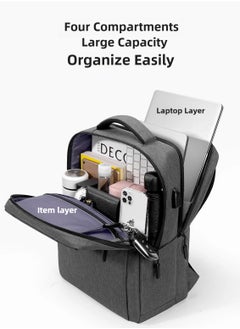 T I G O 15.6'' Laptop Backpack Travel Notebook Computer Backpack Men Women Water Resistant Business Laptop Bag With USB Charging Port College School Casual Daypack Student Bookbag for Teens Boys Girls Black  - Image 5
