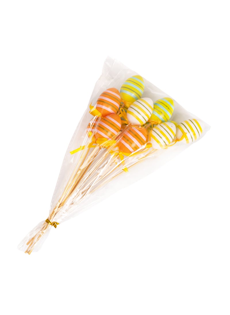 Gulf Flowers Gulf Flowers Easter Egg on Stick – 12pcs Mixed Color Egg Picks (4cm x 3cm x H16cm) for Easter Basket, Home Decor & Festive Displays 