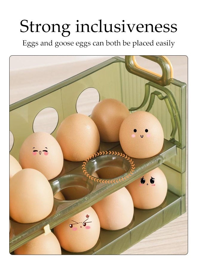 DUNISO Egg Storage Holder for 30 Eggs Flip Folded Egg Storage Box 3 Space Saving Egg Tray Organizer, Egg Container Storage Box for Kitchen Refrigerator Reusable Versatile Clear Egg Tray  - Image 2