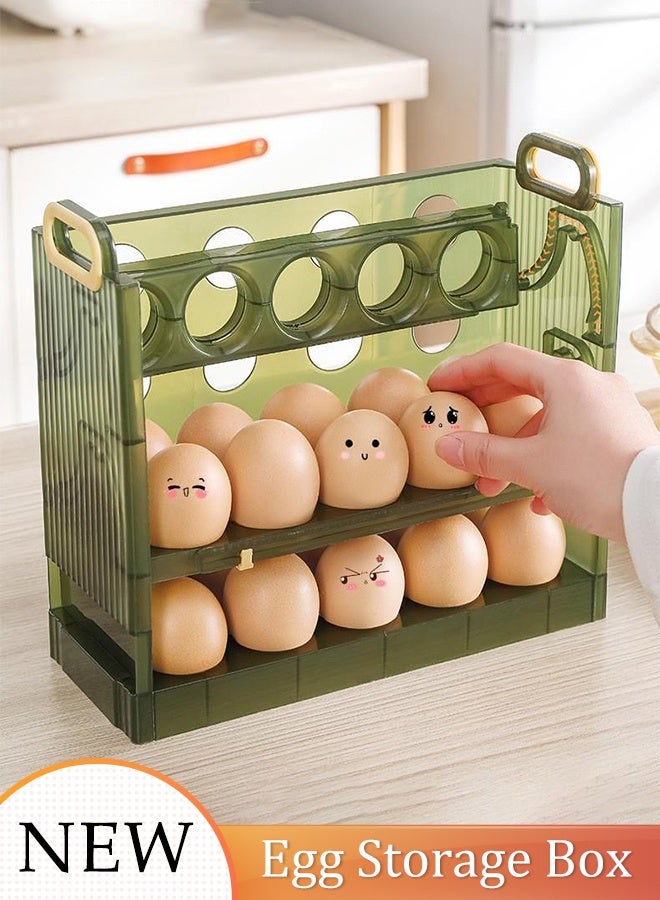 DUNISO Egg Storage Holder for 30 Eggs Flip Folded Egg Storage Box 3 Space Saving Egg Tray Organizer, Egg Container Storage Box for Kitchen Refrigerator Reusable Versatile Clear Egg Tray  - Image 1