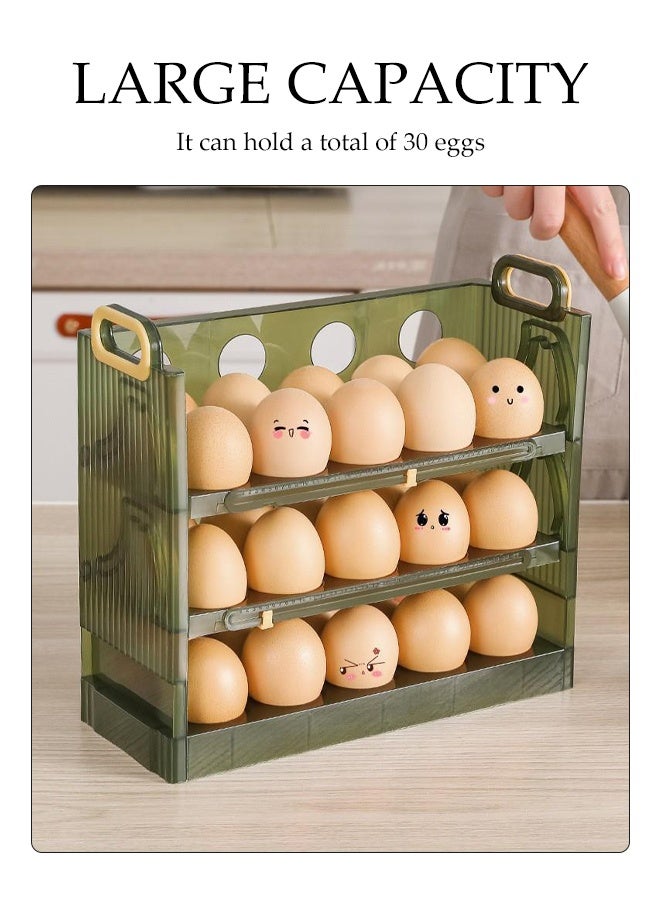 DUNISO Egg Storage Holder for 30 Eggs Flip Folded Egg Storage Box 3 Space Saving Egg Tray Organizer, Egg Container Storage Box for Kitchen Refrigerator Reusable Versatile Clear Egg Tray  - Image 3
