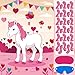 Adecortalk Pin The Tail On The Horse Game With 30 Pcs Tails Stickers Large Pink House Game Poster for Kids Girls Cowgirl Western Birthday Carnival Party Supplies Valentines Party Favor - Image 2