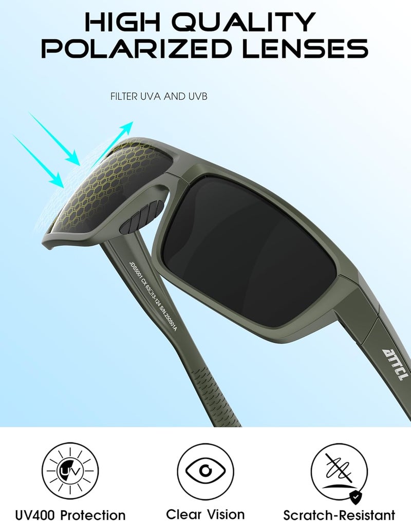 ATTCL Polarized Sunglasses Men for Fishing: UV Protection Lightweight TR90 Sports Wrap Sun Glasses Driving Golf Running - Image 5