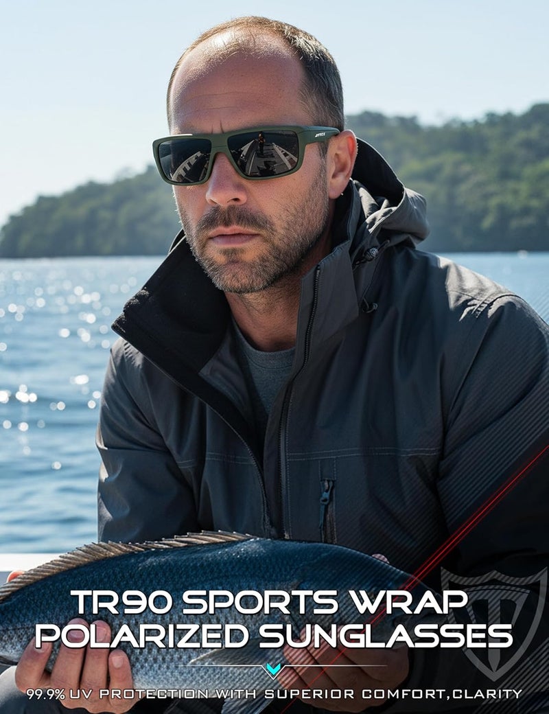 ATTCL Polarized Sunglasses Men for Fishing: UV Protection Lightweight TR90 Sports Wrap Sun Glasses Driving Golf Running - Image 3