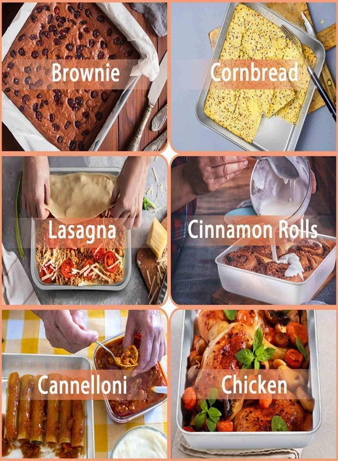 تيم فار صينية كيك مربعة من تيم فار مع غطاء (صينية واحدة وغطاء واحد)، صينية خبز مربعة من الفولاذ المقاوم للصدأ مقاس 8 بوصات، مثالية لتحضير وتخزين ونقل الطعام، صحية ومتينة، وآمنة للغسل في غسالة الأطباق. - Image 5