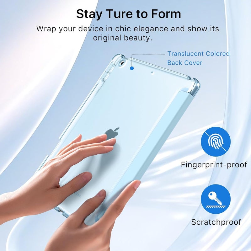 MoKo for iPad 9th/8th/7th Generation Case 10.2-Inch 2021/2020/2019 with Pencil Holder, Slim Light Trifold Smart Protective Cover for iPad 10.2 with Hard PC Translucent Back Shell, Sky Blue - Image 5