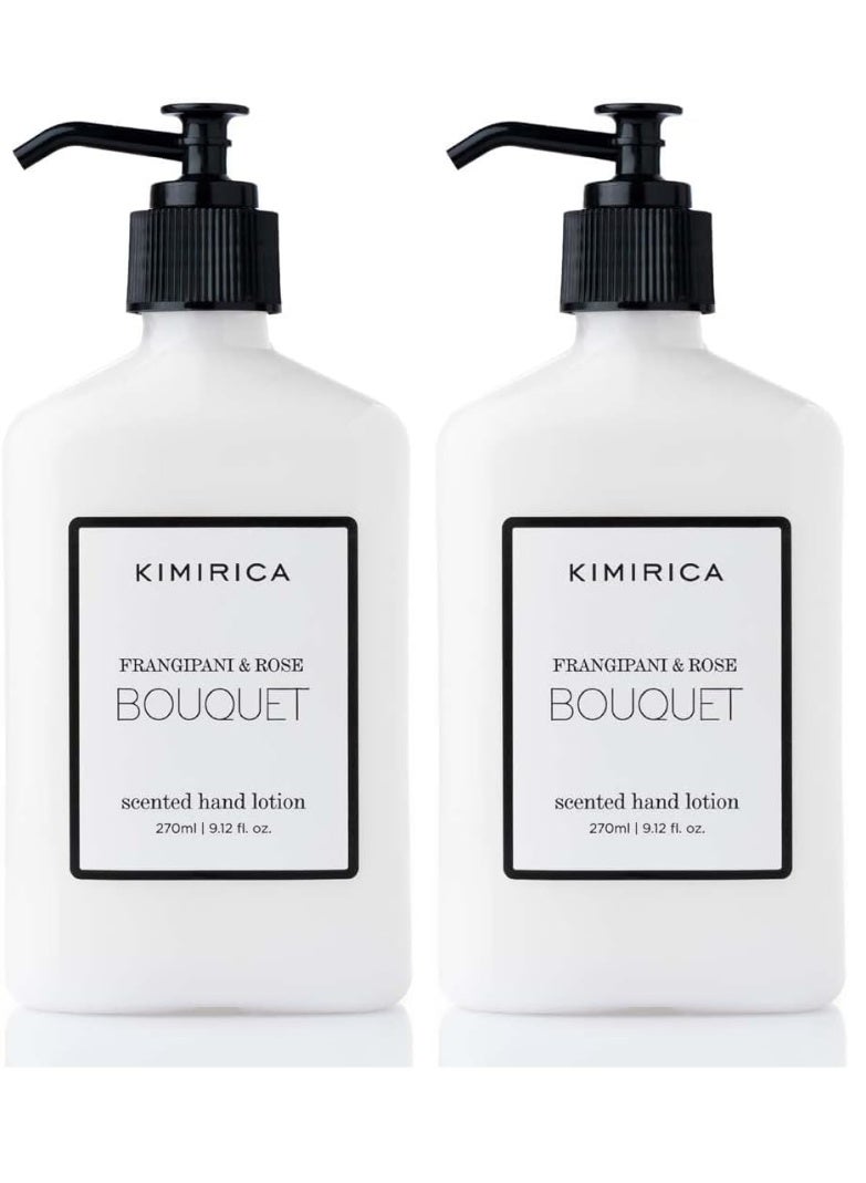 Kimirica Bouquet Hand Lotion with Goodness of Frangipani and Rose, 100% Vegan & Paraben Free, (Frangipanis & Rose) (Pack of 2) - Image 1