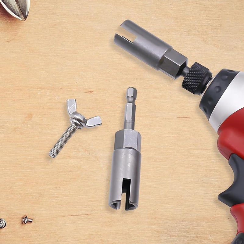 مجموعة من 5 قطع من مفكات صواميل الجناح، 1/4 بوصة، مع مقابس تأثير سداسية الرأس مقاسات 11، 13، 15، 17، 19 ملم، مصنوعة من سبيكة الكروم فاناديوم. - Image 5