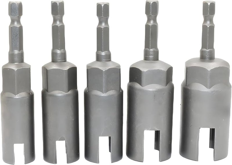 مجموعة من 5 قطع من مفكات صواميل الجناح، 1/4 بوصة، مع مقابس تأثير سداسية الرأس مقاسات 11، 13، 15، 17، 19 ملم، مصنوعة من سبيكة الكروم فاناديوم. - Image 1
