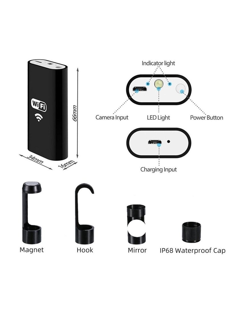 WIFI Endoscope Camera - 8mm Diameter, Compatible with Android, iPhone, and Type-C USB Devices, High-Resolution Imaging for Smartphone Mobile Phones, easy for Endoscopic Car Inspection - 5m