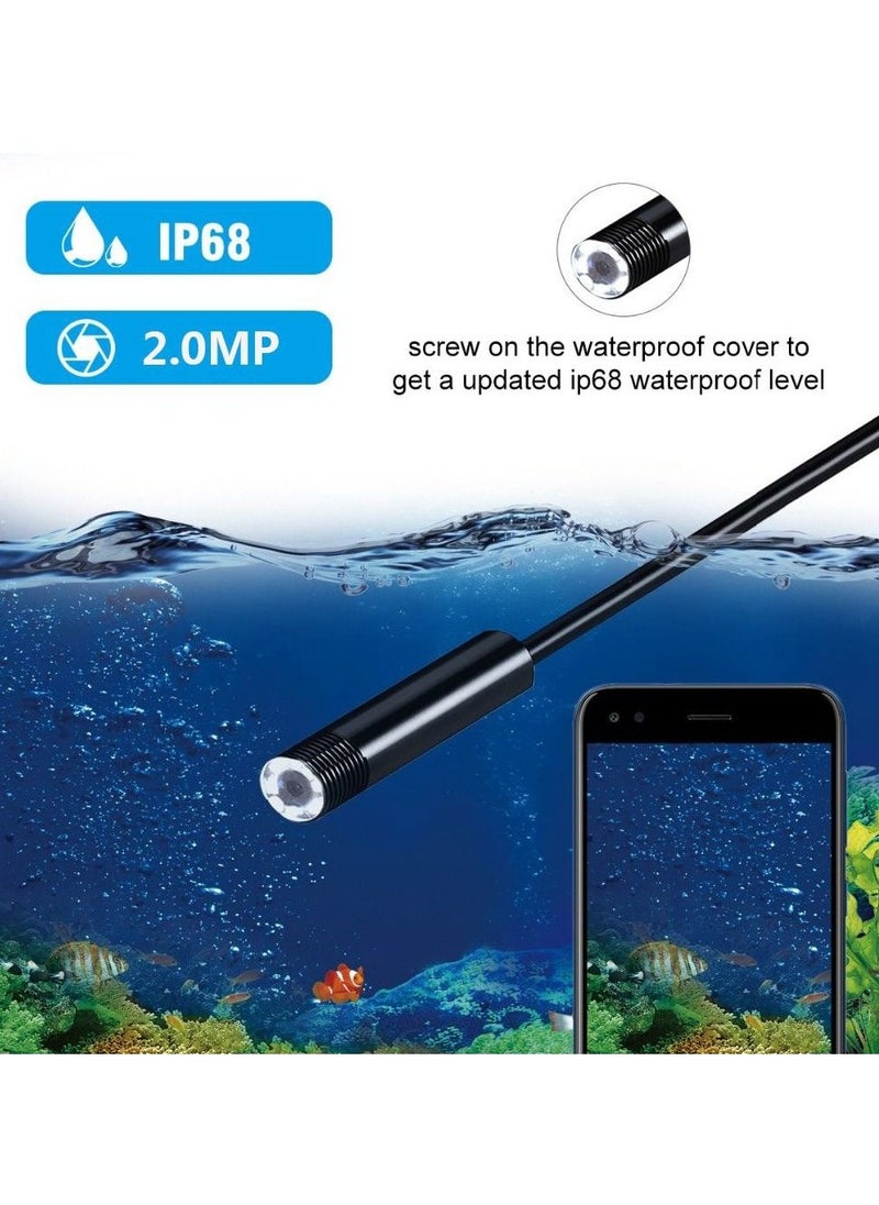 WIFI Endoscope Camera - 8mm Diameter, Compatible with Android, iPhone, and Type-C USB Devices, High-Resolution Imaging for Smartphone Mobile Phones, easy for Endoscopic Car Inspection - 5m