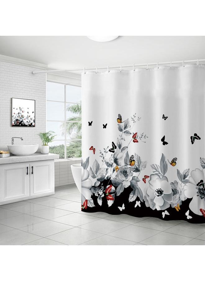 Bluejw Polyester Shower Curtain  Explosions Flowers And Plants Watercolor Bathroom Four-piece Dry And Wet Separation Isolation Waterproof Bath  - Image 1